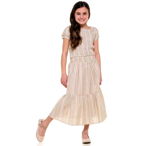 Girls &#40;7-16&#41; Sweet Butterfly&#40;R&#41; 2pc. Stripe Smocked Top & Skirt Set