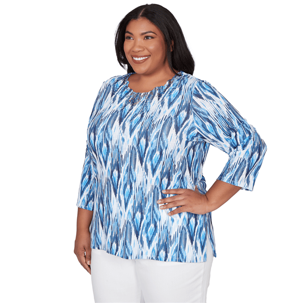 Plus Size Alfred Dunner Mykonos Ikat Embellished Blouse