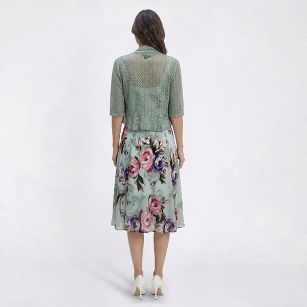 Petite Connected Apparel Short Sleeve Crochet Jacket Dress