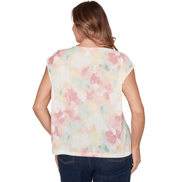 Plus Size Emaline Key Items Cap Sleeve Abstract Watercolor Blouse - image 