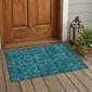 HomeRoots Teal Floral Medallion Non Skid Indoor Outdoor Accent R - image 1