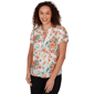 Petites Emaline Verde Grove I Short Sleeve Floral Tie Neck Blouse - image 3
