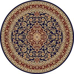 Tayse Sensation Kirsten Navy Damask Round Area Rug - 5'3