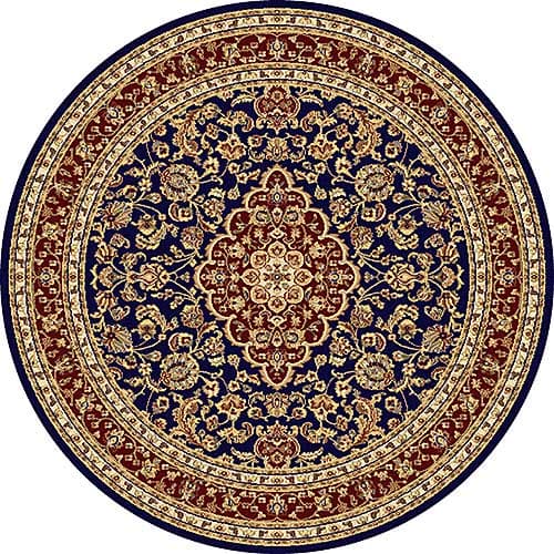 Tayse Sensation Kirsten Navy Damask Round Area Rug - 5'3 - image 