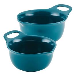 Rachael Ray 2pc. Ceramic Mixing Bowl Set - Teal Blue