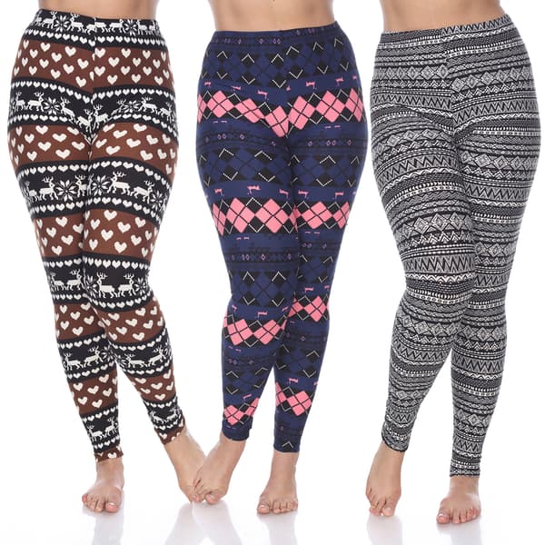 Plus Size White Mark Pack Of 3 Heart And Diamonds Leggings - image 