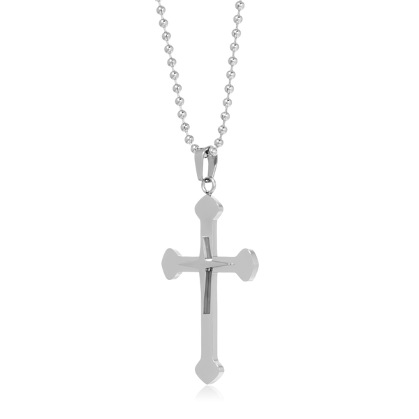 Mens Lynx Stainless Steel Cross Pendant
