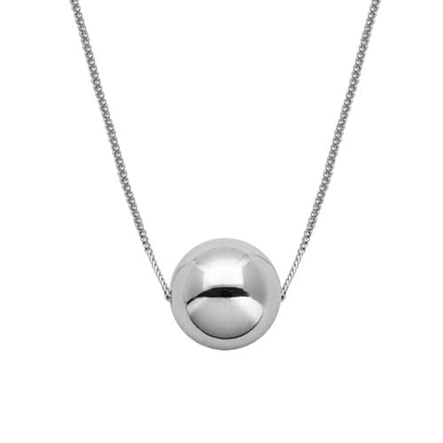 Large Sterling Silver Bead Slide Pendant Necklace - image 