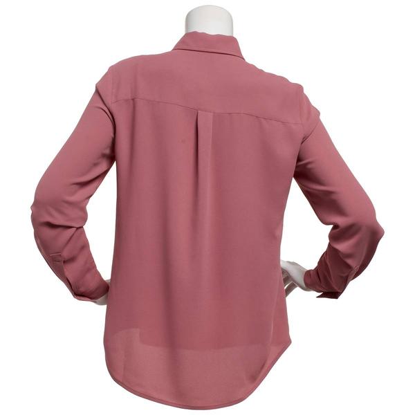 Womens AK Anne Klein Long Sleeve Solid Button Down