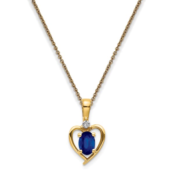 14k Sapphire Diamond Pendant Necklace - image 