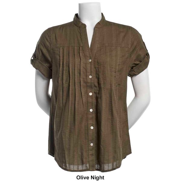 Womens Preswick &amp; Moore Short Sleeve Solid Geo Blouse