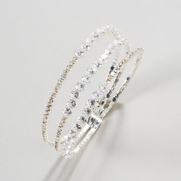Rosa Rhinestones 3-Row Mixed Rhinestone Cuff Bracelet - image 
