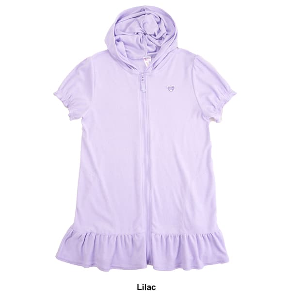 Girls (4-6x) Pink Platinum Hooded Terry Zip Swim Cover-Up