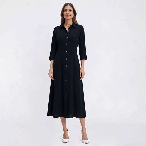 Petite MSK Long Sleeve Solid Midi Shirtdress - image 