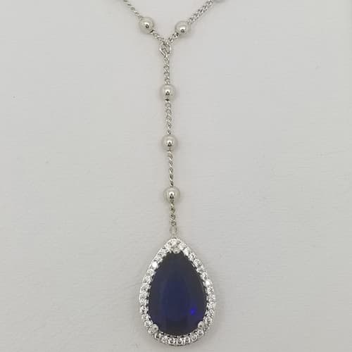 Gemstone & Cubic Zirconia Pear Y-Necklace - image 