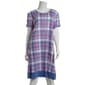 Womens White Orchid Short Sleeve Butter Knit Plaid Nightshirt - image 1