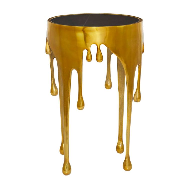 9th & Pike(R) Gold Aluminum Contemporary Accent Table