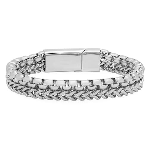 Mens Double Layer Box Chain Bracelet - image 