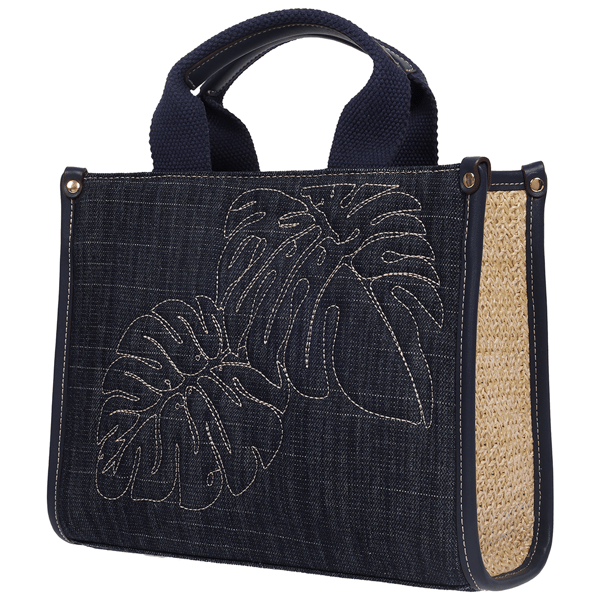 Tommy Bahama Dorothy Embroidered Leaf Medium Denim Tote