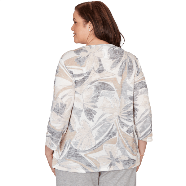 Plus Size Alfred Dunner Comfort & Joy Leaf V Neck Blouse