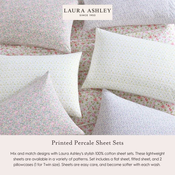 Laura Ashley Emogene 100% Cotton Purple Floral Sheet Set