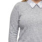 Plus Size NY Collection Long Sleeve Stripe Floral Hacci Sweater - image 4