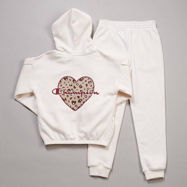 Girls (7-16) Champion® Leopard Logo Zip Up Hoodie & Jogger Set