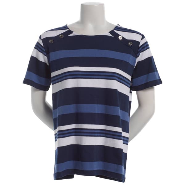 Plus Size Hasting & Smith Short Sleeve Button Shoulder Tee - image 