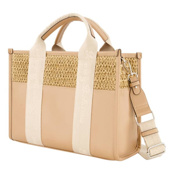 Tommy Bahama Raffia/PU Logo Webbing Modern Tote