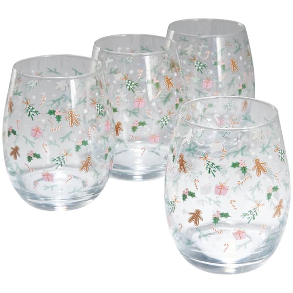 Home Essentials Gingerbread Stemless Wine Glasses - Set of 4 - image 