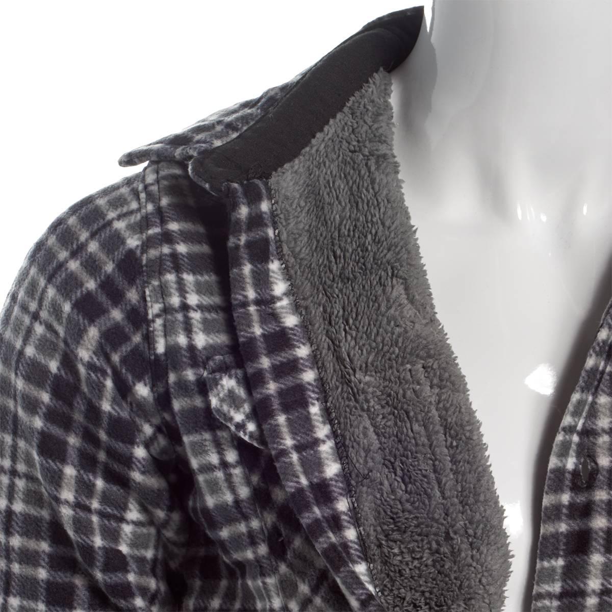 Mens Mountain Ridge Plaid Fleece CPO Jacket - Black/Grey