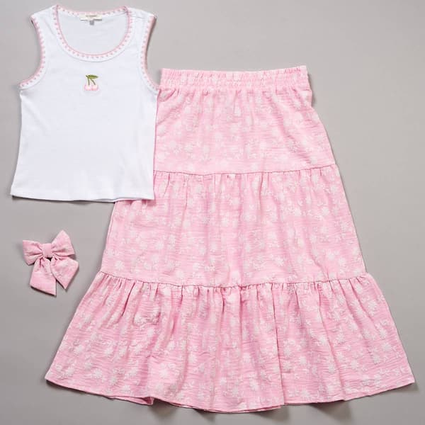 Girls (7-16) No Comment Cherry Tank w/ Tiered Maxi Skirt