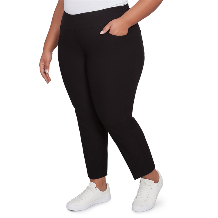 Plus Size Ruby Rd. Key Items Silky Tech Pull On Ankle Pants