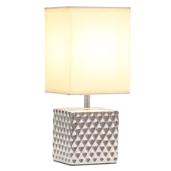 Simple Designs 11.8in. Contemporary Metallic Square Table Lamp