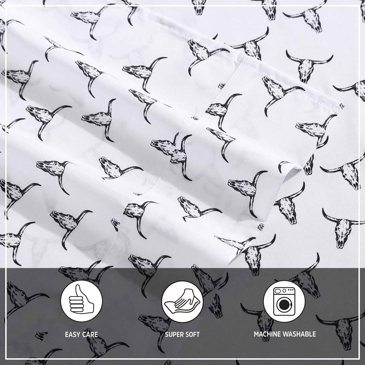 Wrangler Steer Skulls Microfiber Sheet Set