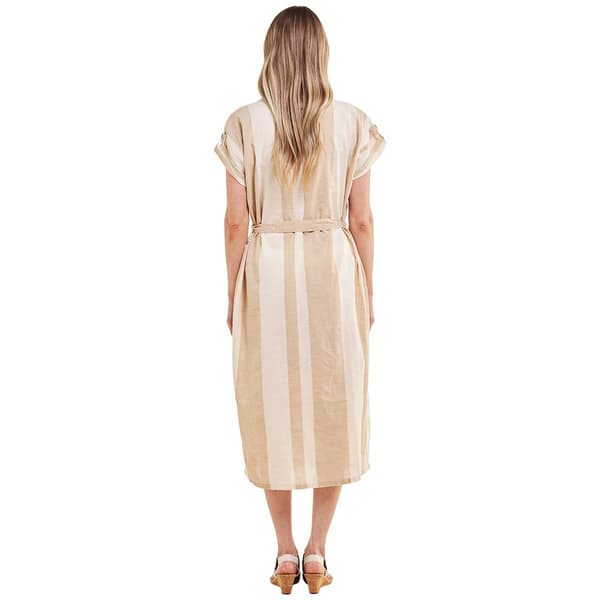Womens Mlle Gabrielle Cap Sleeve Yarn Dye Stripe Shirtdress