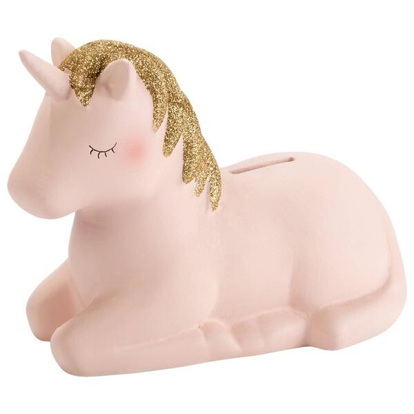 Girls Lila & Jack Ceramic Glitter Unicorn Coin Bank - image 