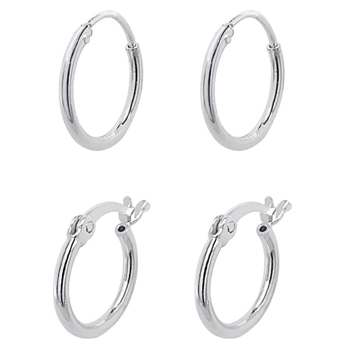 Marsala 2pr. 12mm Sterling Silver Hoop Earrings Set