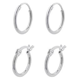 Marsala 12mm Sterling Silver Hoop Earrings Duo Set