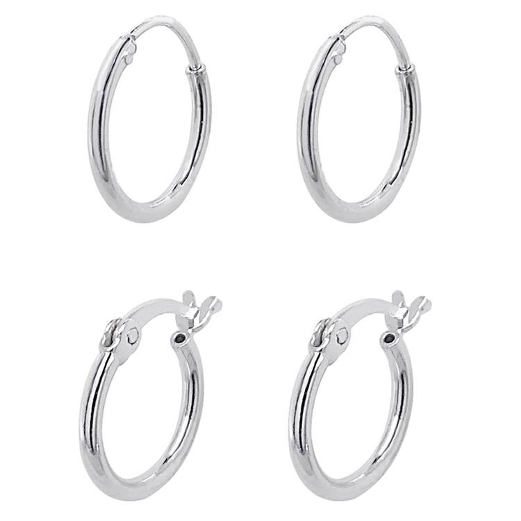 Marsala 12mm Sterling Silver Hoop Earrings Duo Set