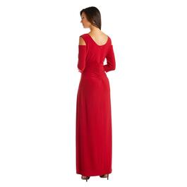 Womens R&M Richards 3/4 Sleeve Cold Shoulder Evening Maxi Dress