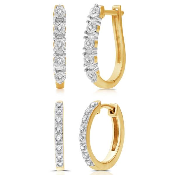 Nova Star(R) Lab Grown Diamond Gold Plated Circle Hoop Earring Set - image 