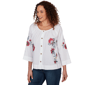 Womens Ruby Rd. French Riviera Floral Button Front Poplin Blouse - image 3