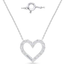 Nova Star® Sterling Silver Lab  Grown Diamond Open Heart Pendant