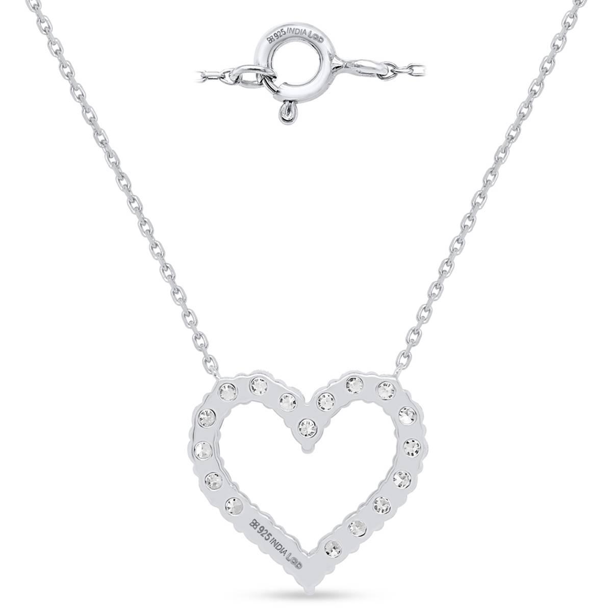 Nova Star® Sterling Silver Lab  Grown Diamond Open Heart Pendant