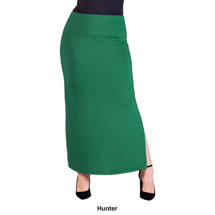 Plus Size 24/7 Comfort Apparel Versatile Side Slit Maxi Skirt