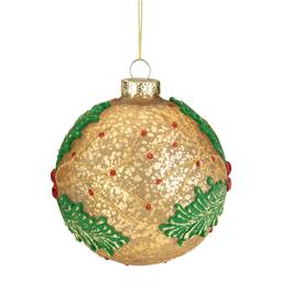 Northlight 4in. Gold Holly Berry Mercury Glass Christmas Ornament