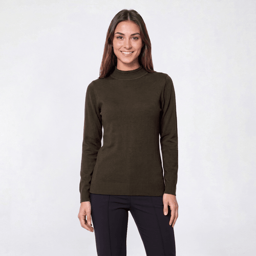 Petite Napa Valley Long Sleeve Solid Mock Neck Sweater
