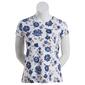 Womens Preswick & Moore Short Sleeve Spaced Floral Tee-PEACOAT - image 1
