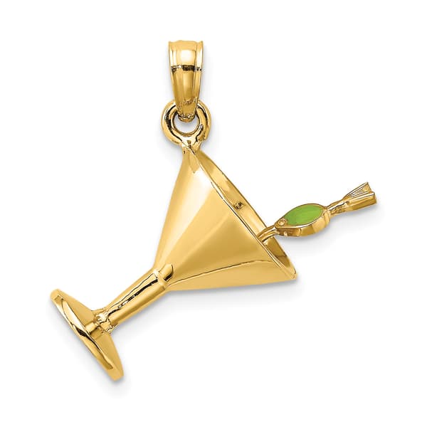 Unisex Gold Classics&#40;tm&#41; 14kt Gold 3D Martini Charm - image 